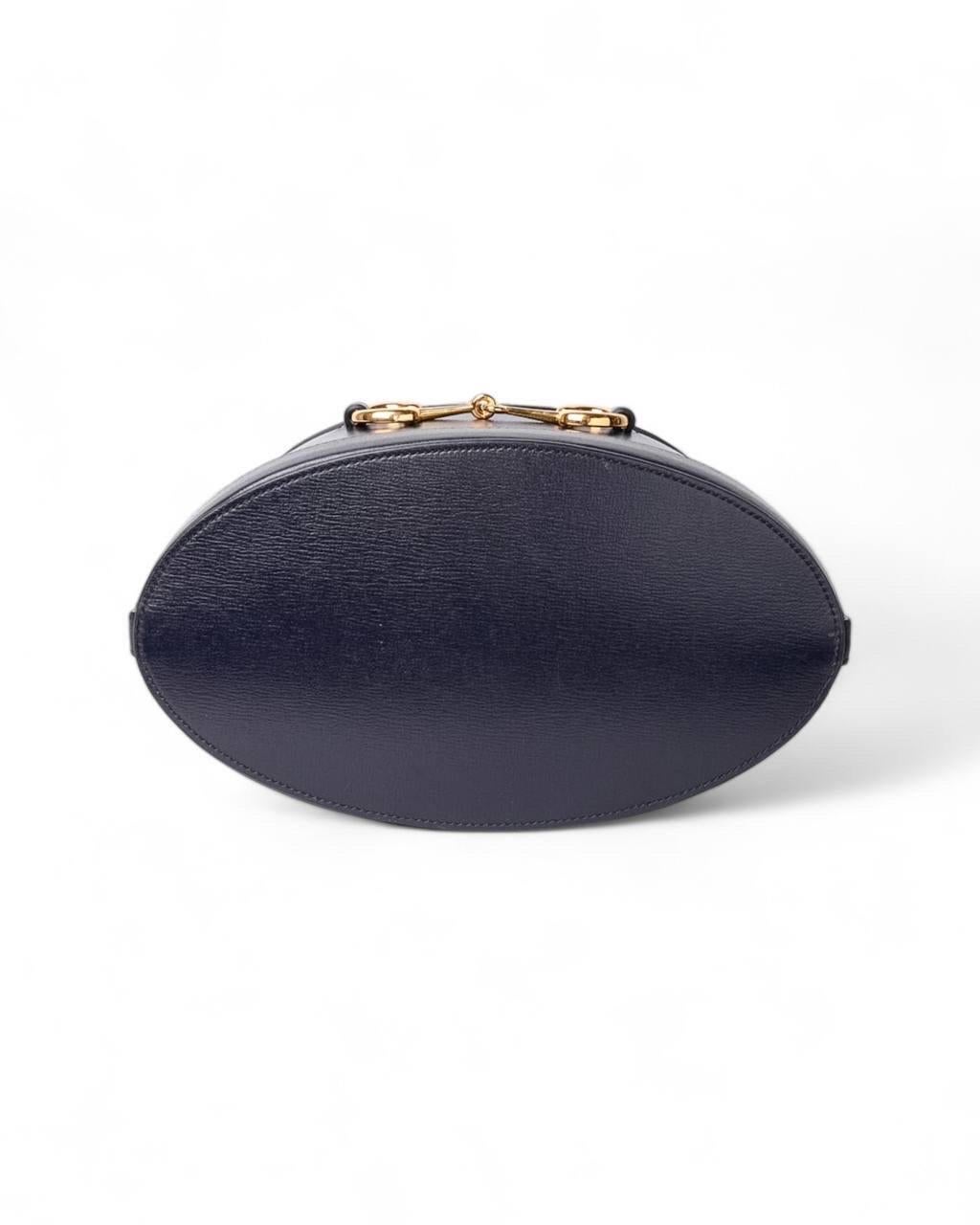 Borsa a Tracolla Gucci Horsebit 1955 Secchiello Medium Blu For Sale 6