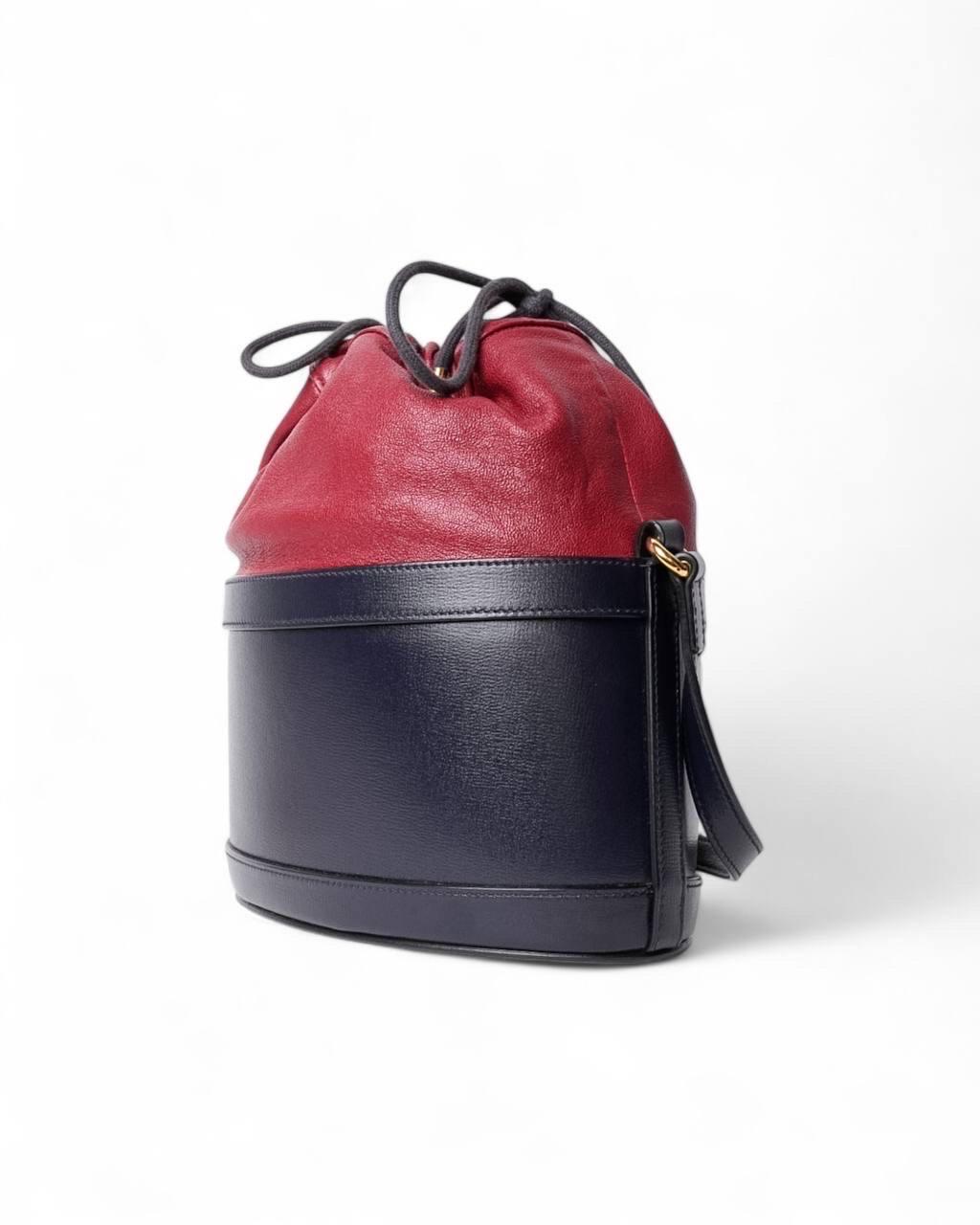 Borsa a Tracolla Gucci Horsebit 1955 Secchiello Medium Blu For Sale 3