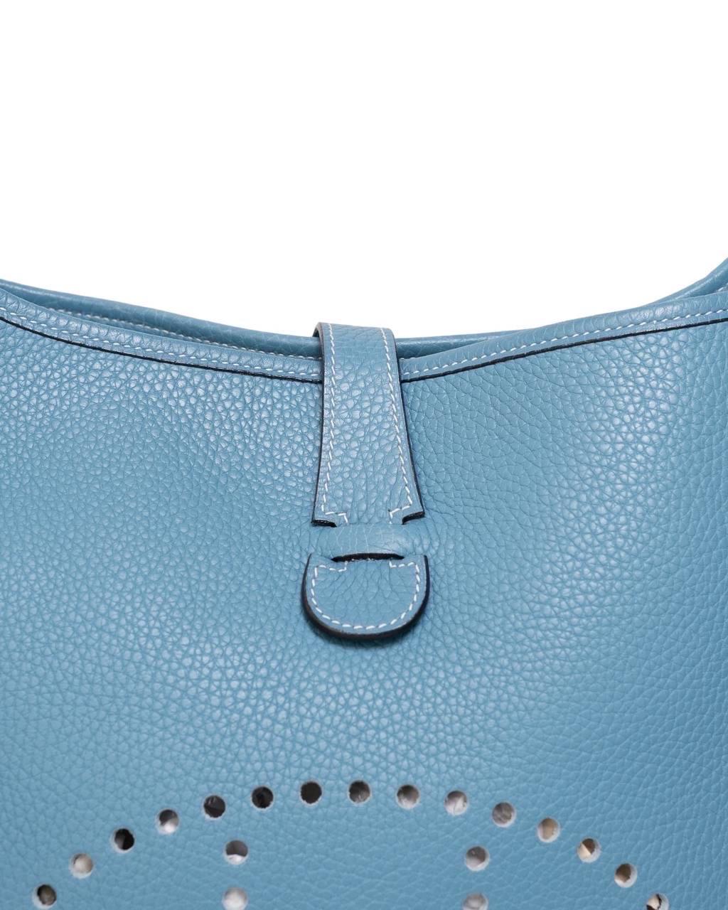 Borsa A Tracolla Hermès Evelyne 29 Togo Bleu Jean 6