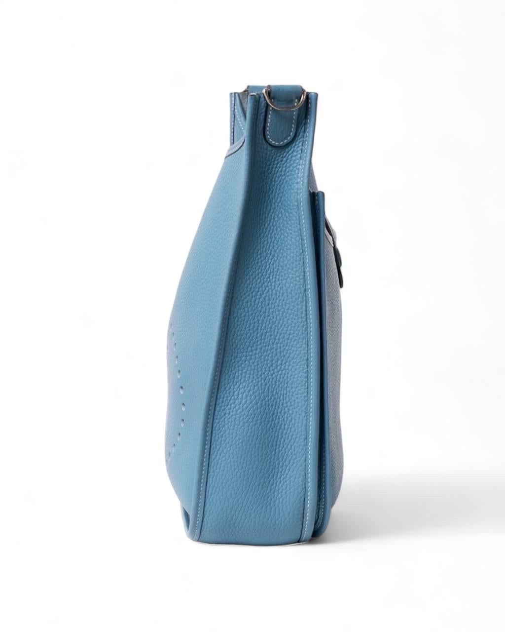 Borsa A Tracolla Hermès Evelyne 29 Togo Bleu Jean 7