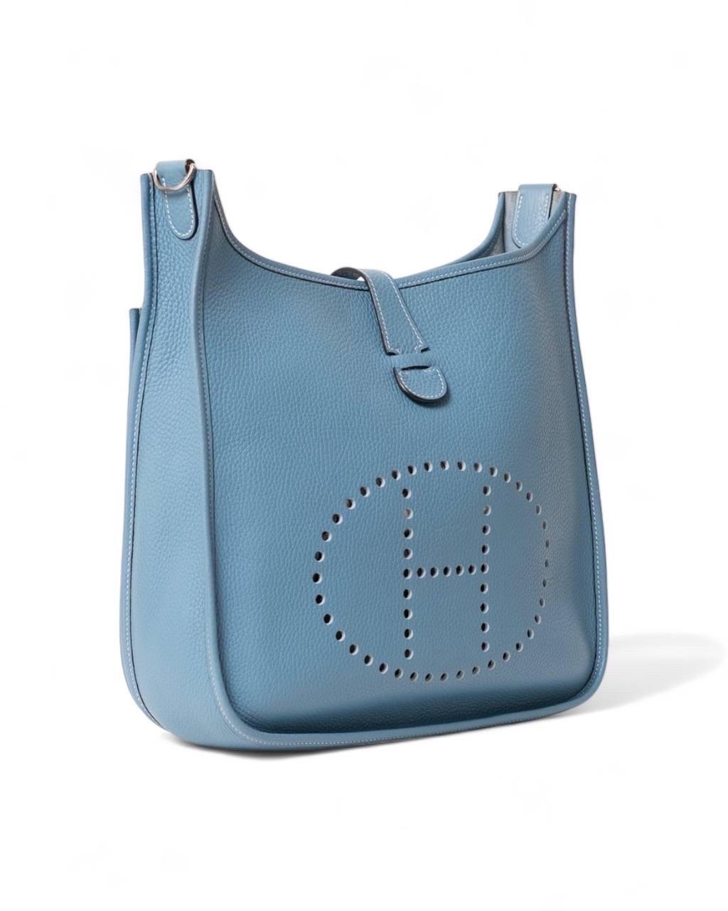 Blue Borsa A Tracolla Hermès Evelyne 29 Togo Bleu Jean