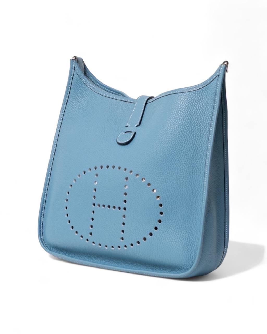 Borsa A Tracolla Hermès Evelyne 29 Togo Bleu Jean In Good Condition In Torre Del Greco, IT
