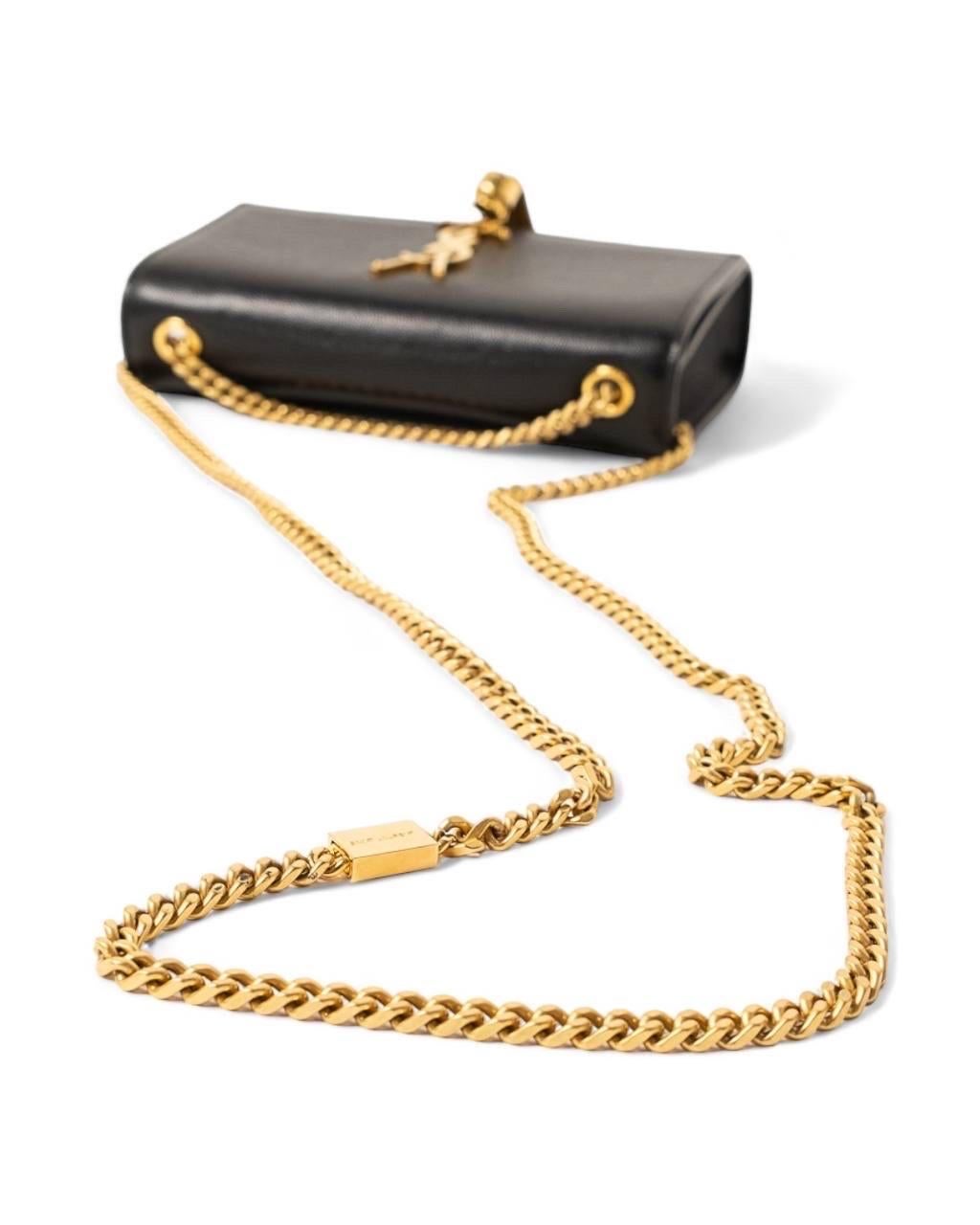 Borsa a Tracolla Saint Laurent Kate Small Granulata Nera 7