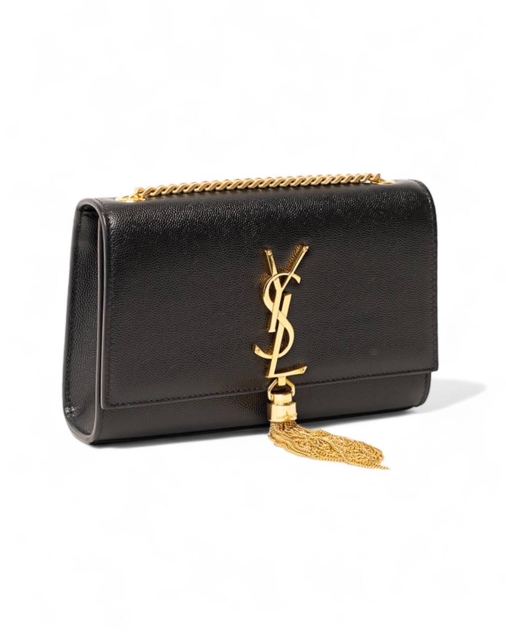 Black Borsa a Tracolla Saint Laurent Kate Small Granulata Nera