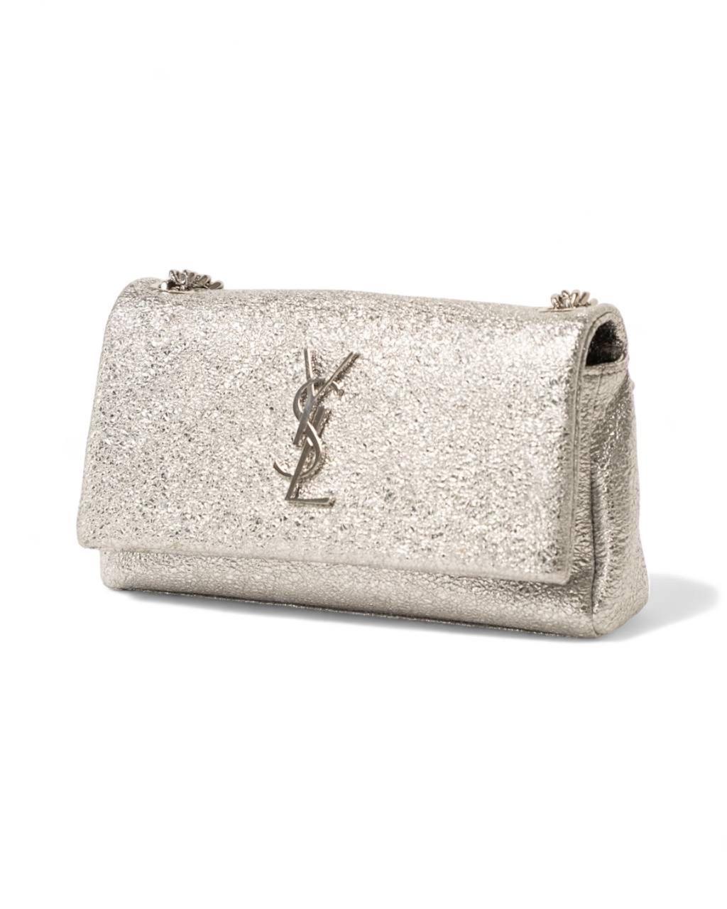 Beige Borsa a Tracolla Saint Laurent West-Hollywood Mini Silver