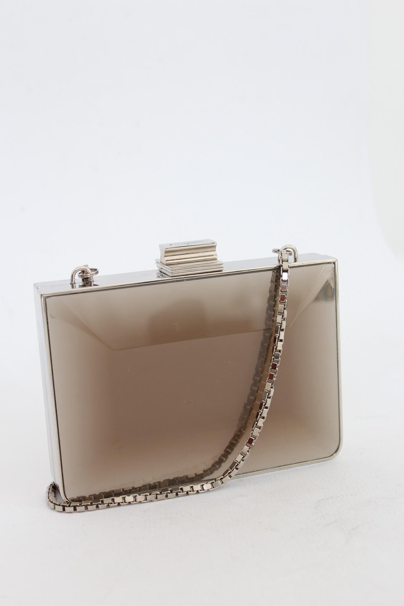 Salvatore Ferragamo Gray Metal Mother of Pearl Type Shoulder Bag Vintage 1970s 7