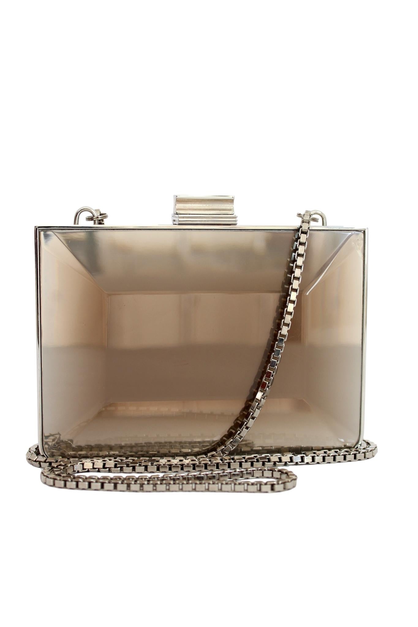 Salvatore Ferragamo Gray Metal Mother of Pearl Type Shoulder Bag Vintage 1970s In Good Condition In Brindisi, Bt
