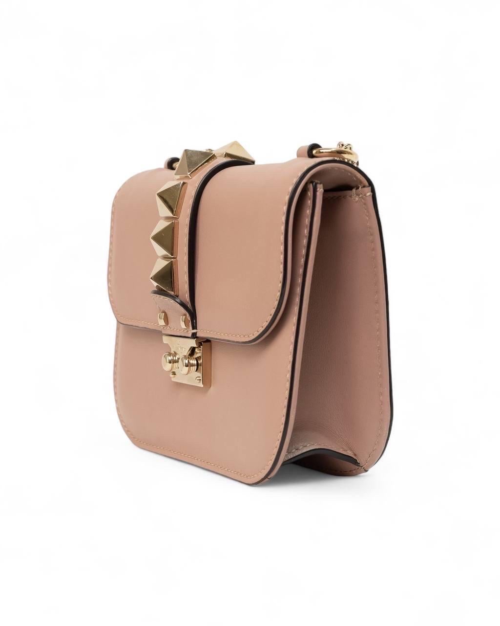 Beige Borsa A Tracolla Valentino Glam Lock Rockstud Small Rosa For Sale