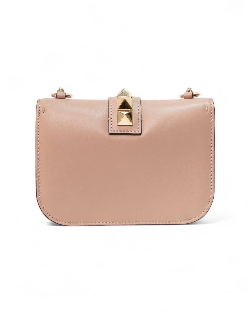Borsa A Tracolla Valentino Glam Lock Rockstud Small Rosa In Good Condition For Sale In Torre Del Greco, IT