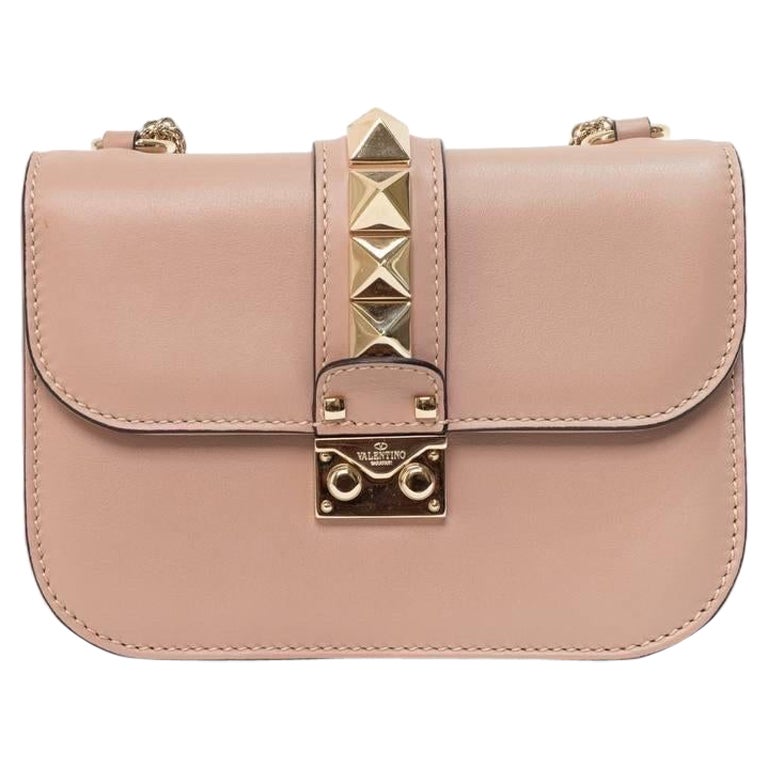 Borsa A Tracolla Valentino Glam Lock Kleine Rosa mit Nieten