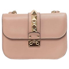 Borsa A Tracolla Valentino Glam Lock Kleine Rosa mit Nieten