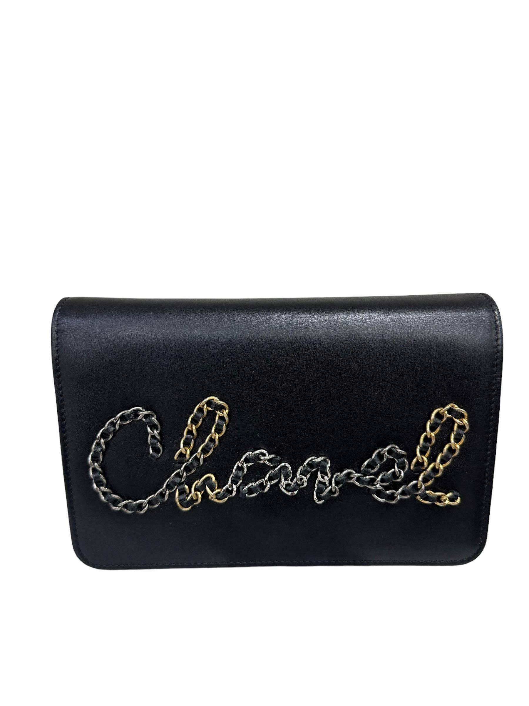 Black Borsa A Tracolla Wallet On Chain Logo 2019  For Sale
