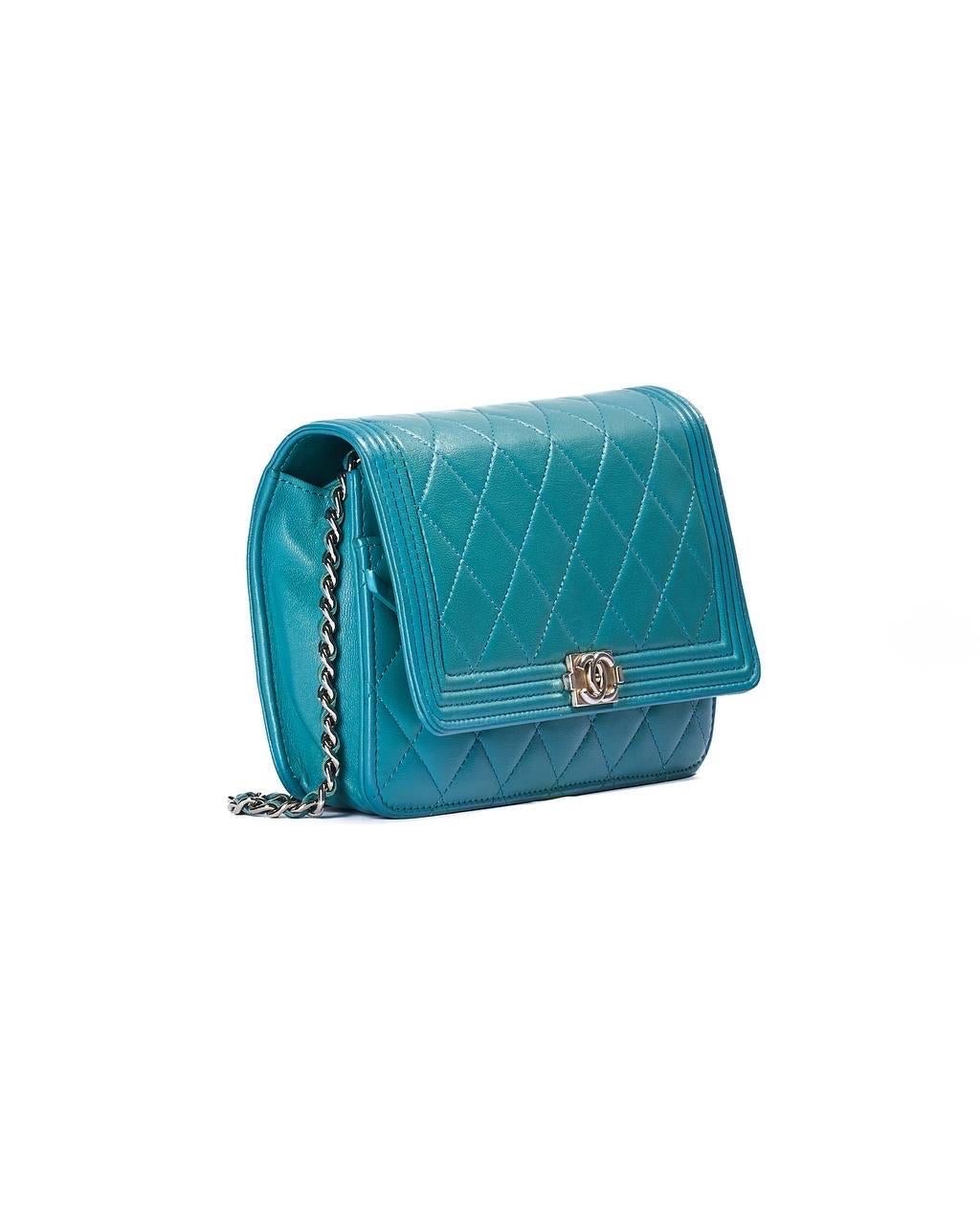 Blue Borsa a trscolla Chanel Wallet On Chain Boy Tiffany For Sale
