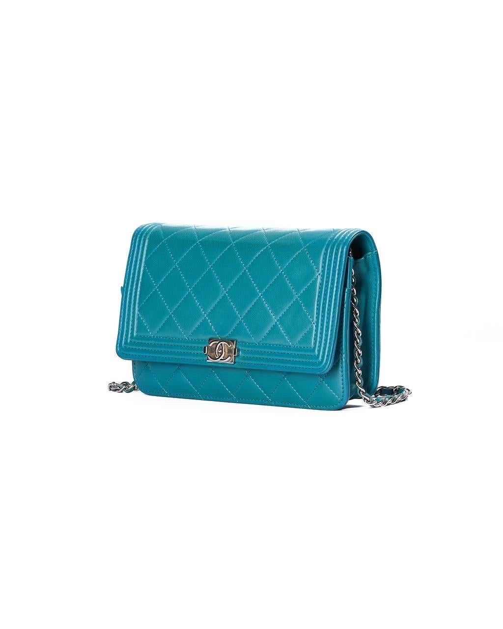 Borsa a trscolla Chanel Wallet On Chain Boy Tiffany In Good Condition For Sale In Torre Del Greco, IT