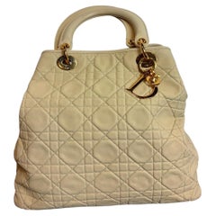 Sac Christian Dior Soft Lady Dior Shopping couleur crème