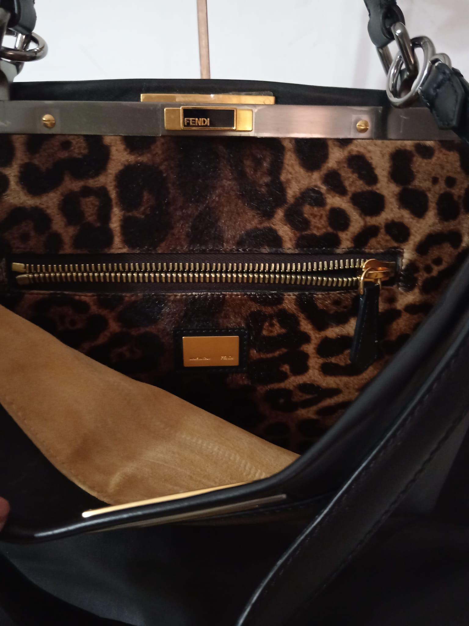 Fendi Peekaboo bag with pony skin interior in excellent condition For Sale 10
