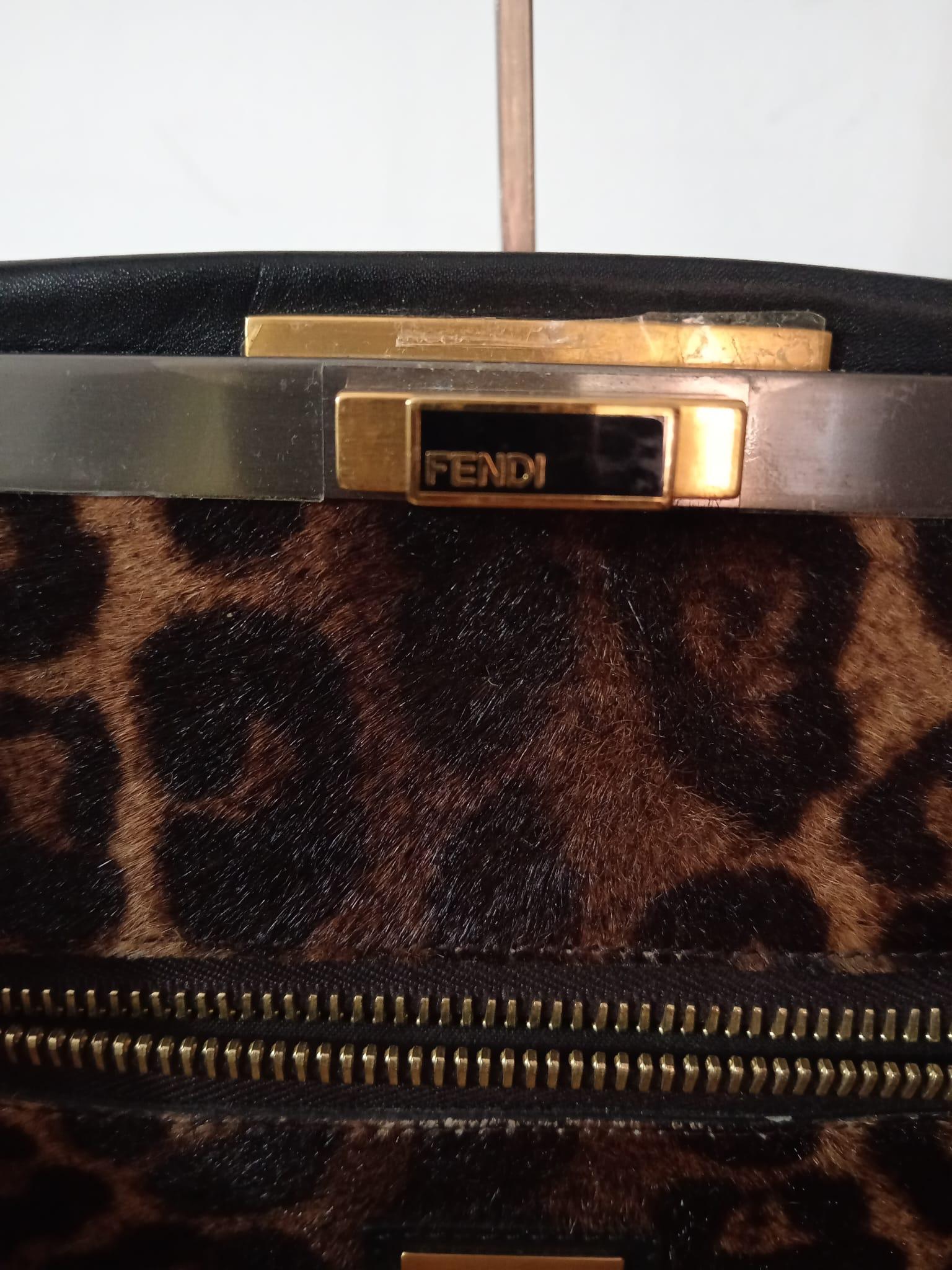 Fendi Peekaboo bag with pony skin interior in excellent condition For Sale 12