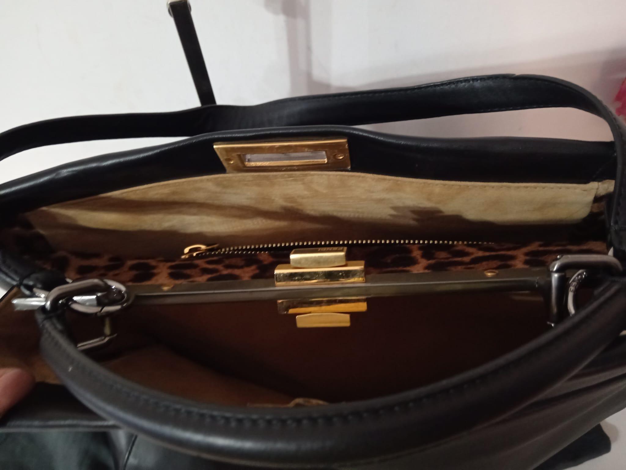 Fendi Peekaboo bag with pony skin interior in excellent condition For Sale 14