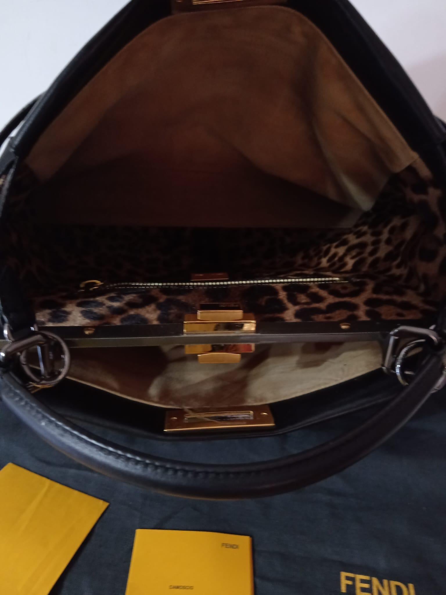 Fendi Peekaboo bag with pony skin interior in excellent condition For Sale 16