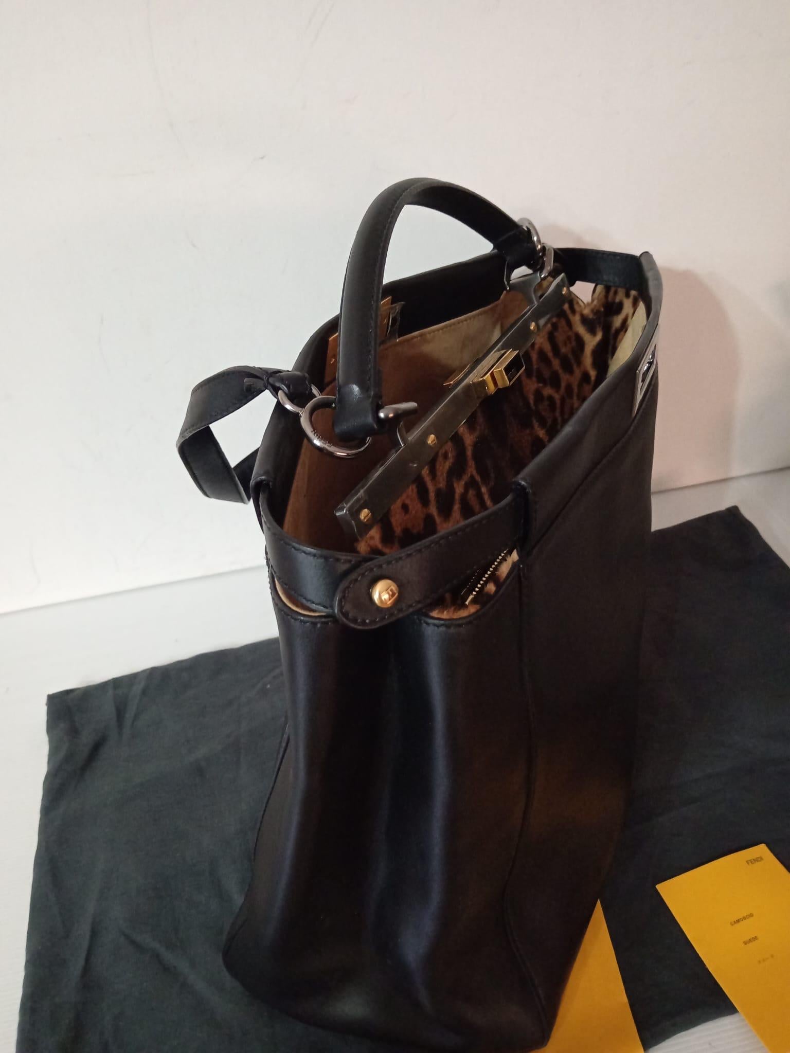 Fendi Peekaboo bag with pony skin interior in excellent condition For Sale 1
