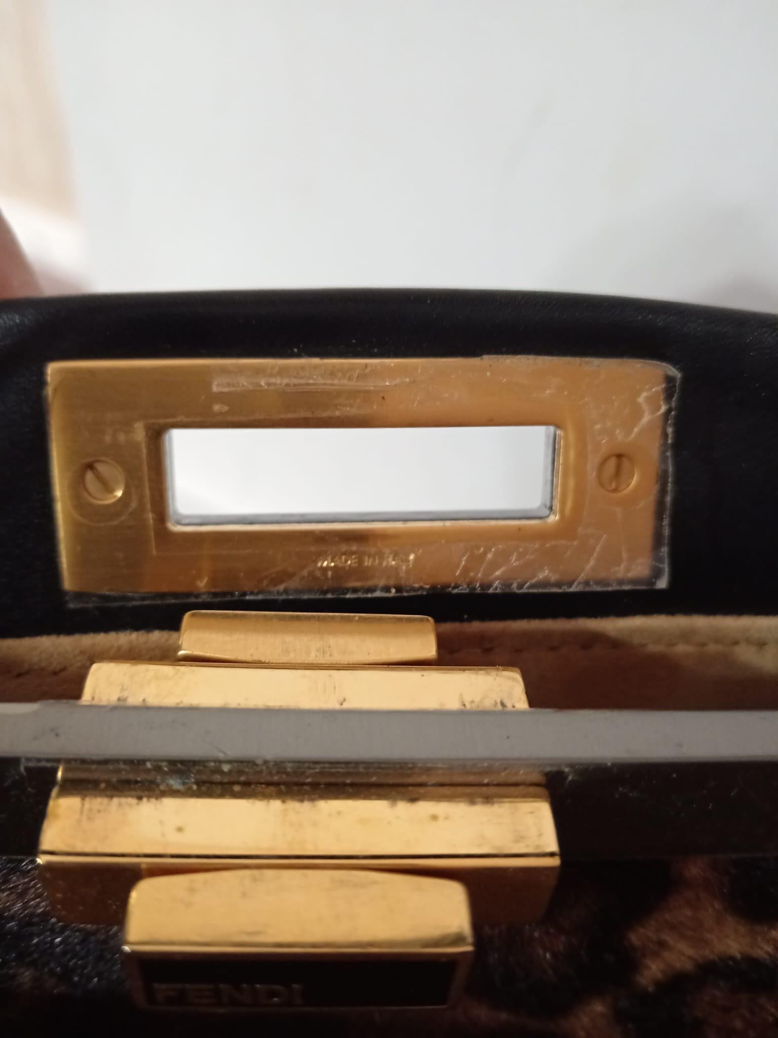 Fendi Peekaboo bag with pony skin interior in excellent condition For Sale 1