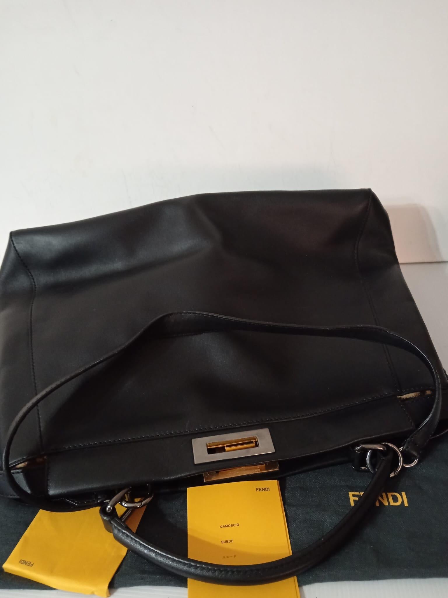 Fendi Peekaboo bag with pony skin interior in excellent condition For Sale 3