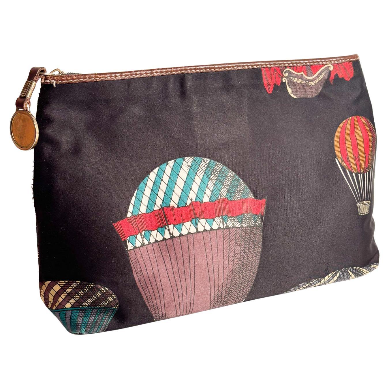 Pochette aus Tessuto di Fornasetti Decoro Mongolfiere Anni 70