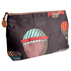 Borsa Pochette in Tessuto di Fornasetti Decoro Mongolfiere Anni 70