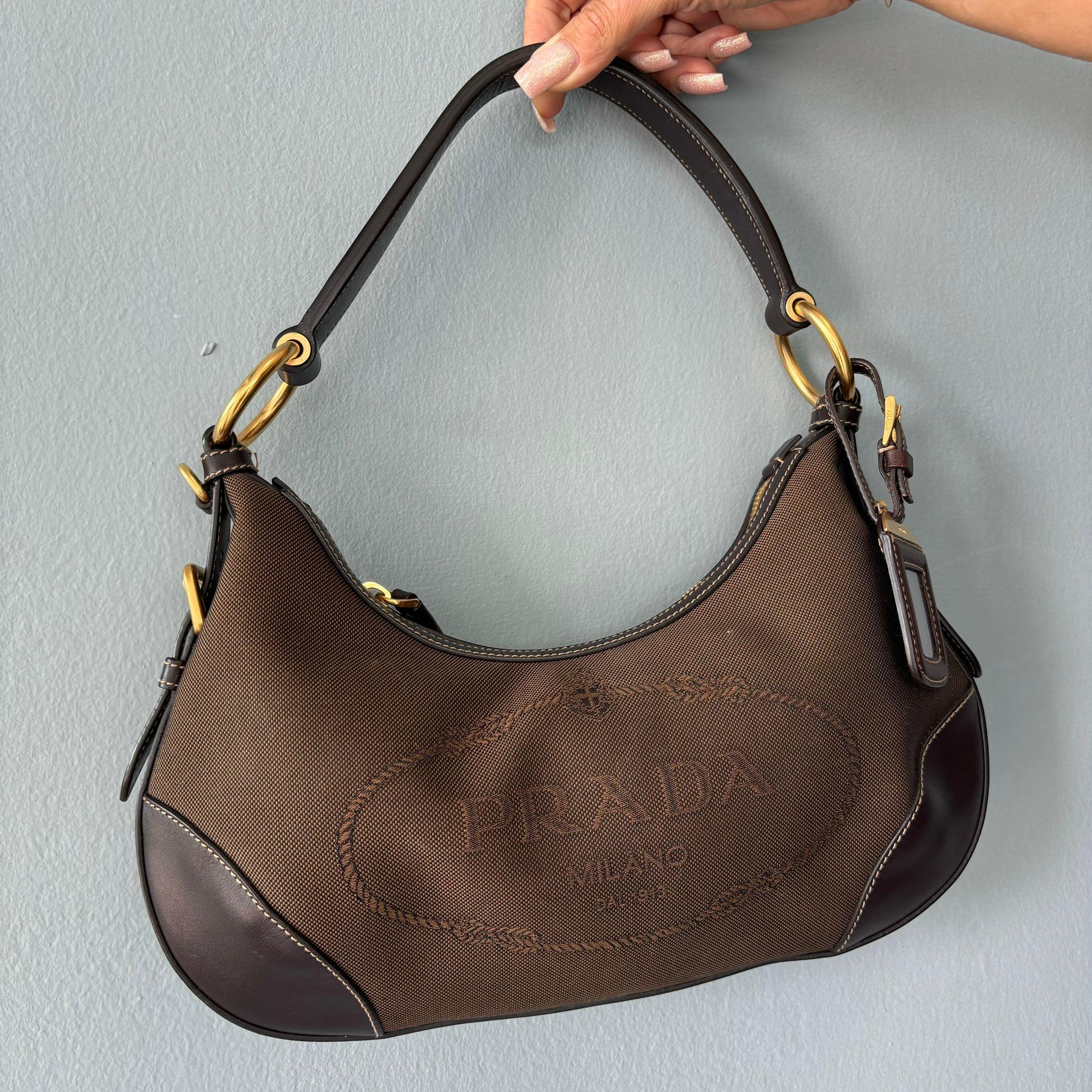 Black Borsa Prada in tela e pelle pari al nuovo For Sale