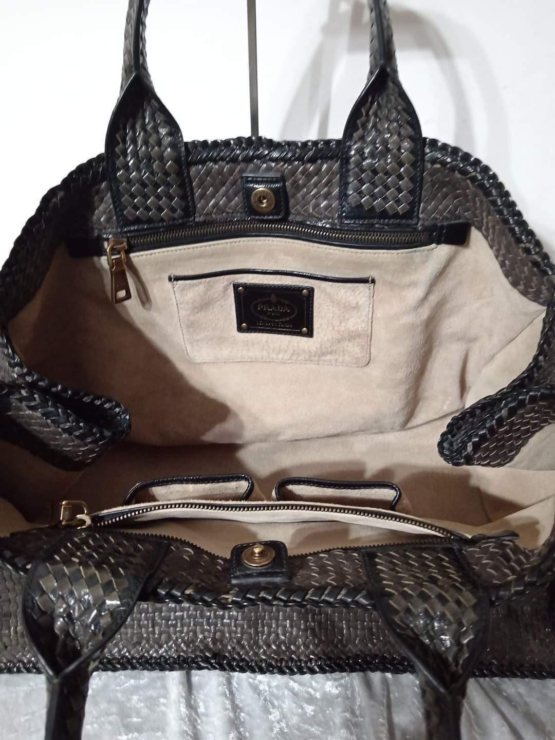 Borsa Prada Madras aus pelle-Marrone 4