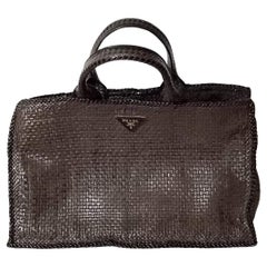 Prada Madras bag in brown leather
