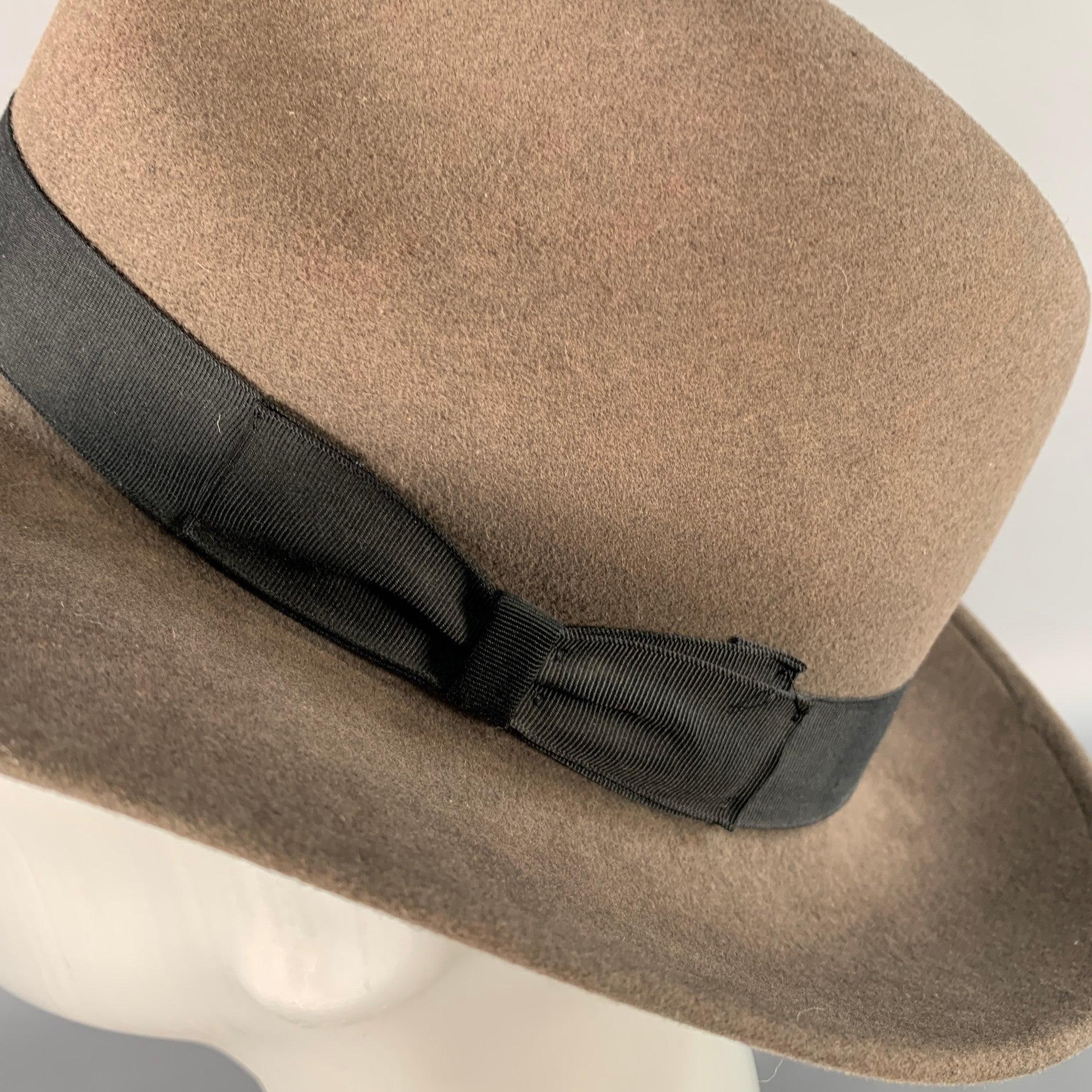 BORSALINO Baker Cappello Fedora in Feltro Marrone Taupe in vendita 1