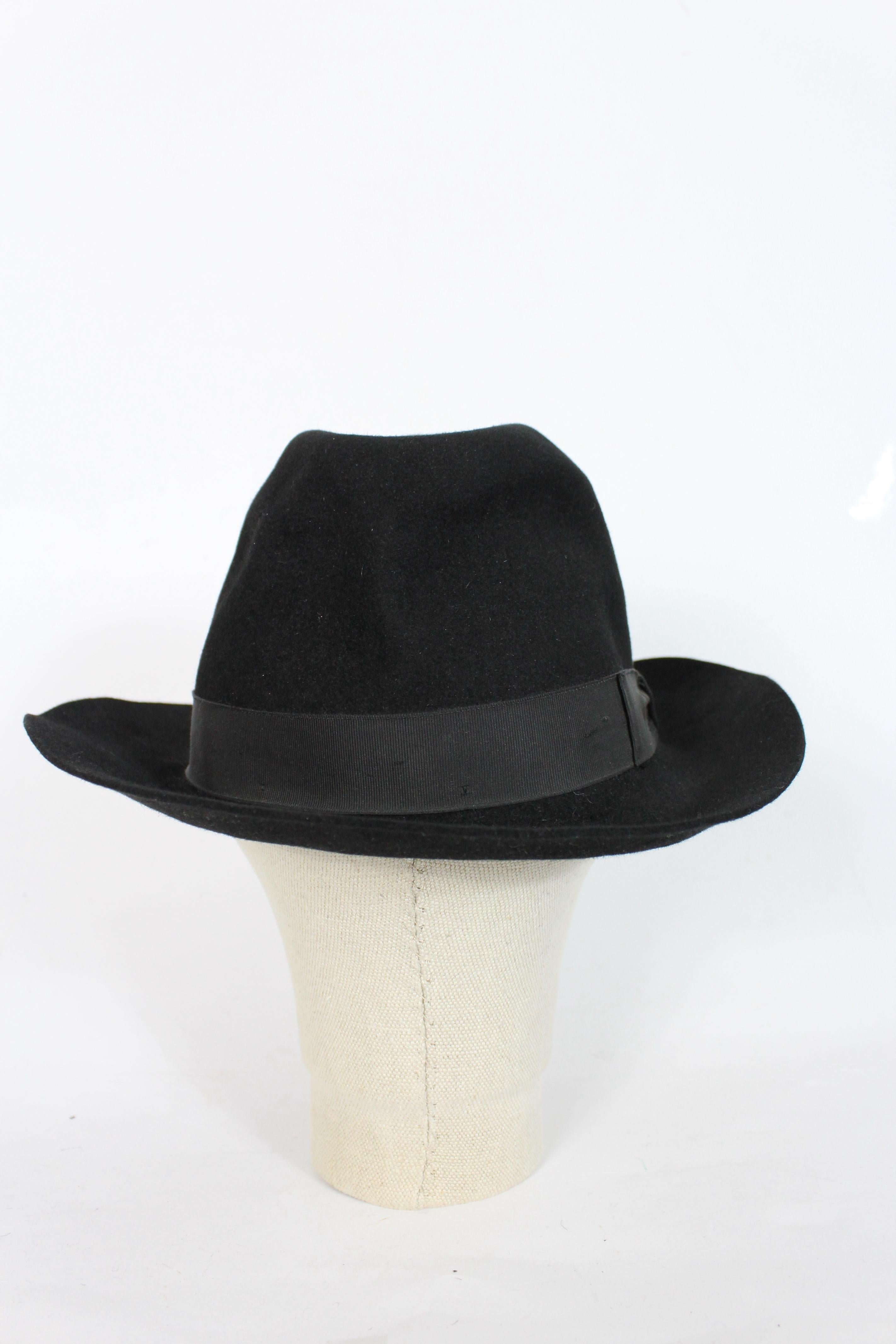 Borsalino Black Felt Fedora Hat In Excellent Condition In Brindisi, Bt