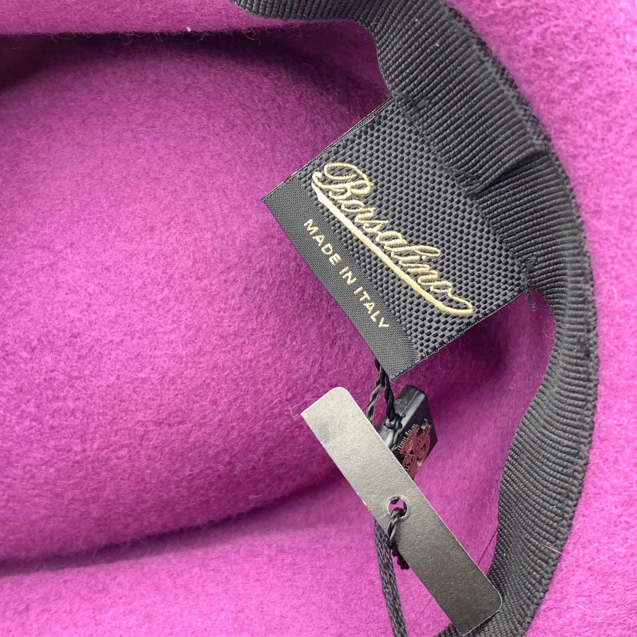 Borsalino Purple Felt Wool Hat with Ribbon One Size 1