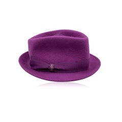 Borsalino - Chapeau en laine feutré violet avec ruban, taille unique