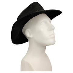 BORSALINO Size 7.5 Black Felt Ribbon Trim Hats