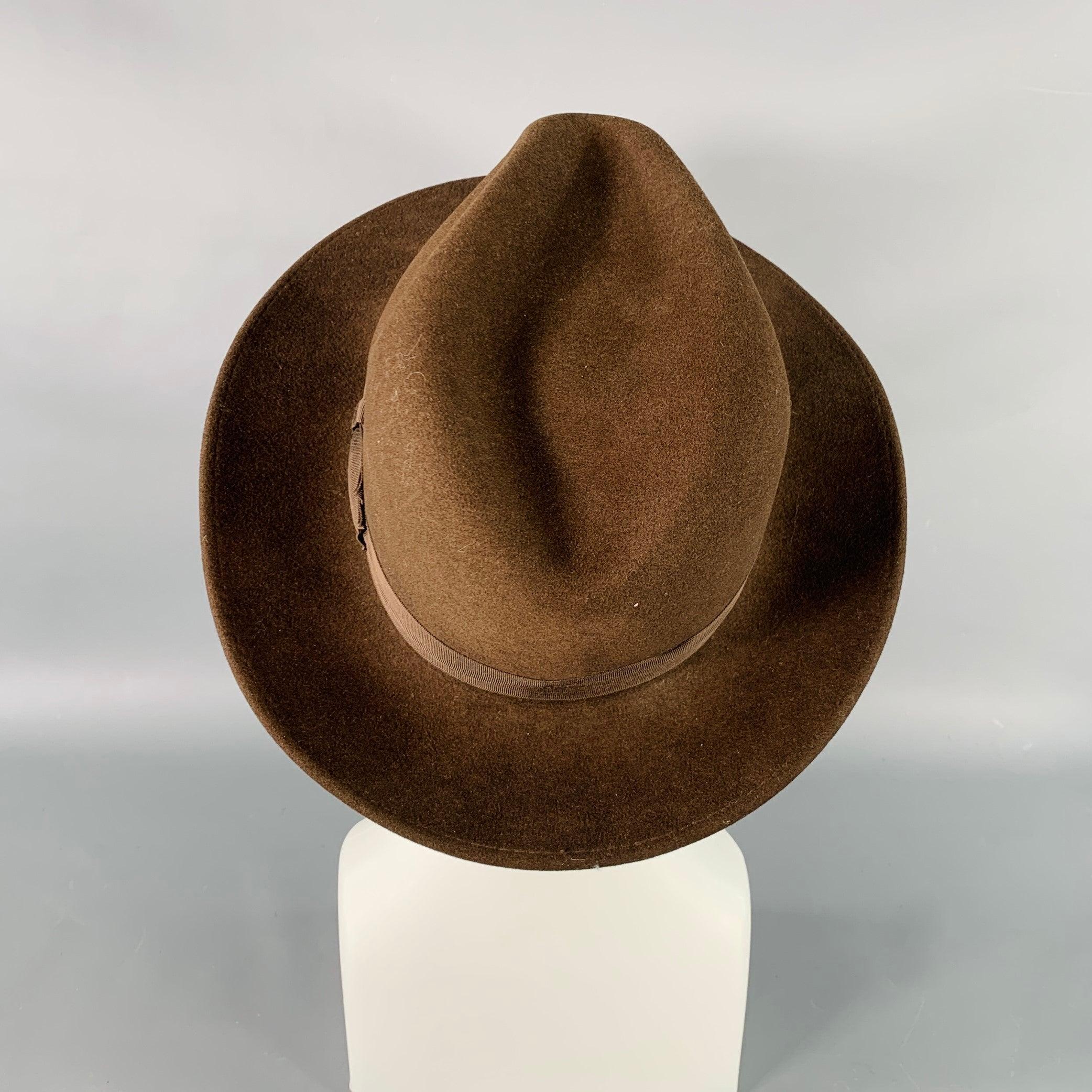 BORSALINO Taille M A&M Chapeau Fedora en feutre marron Excellent état - En vente à San Francisco, CA