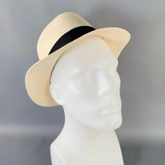 BORSALINO Size S Beige Black Straw Fedora