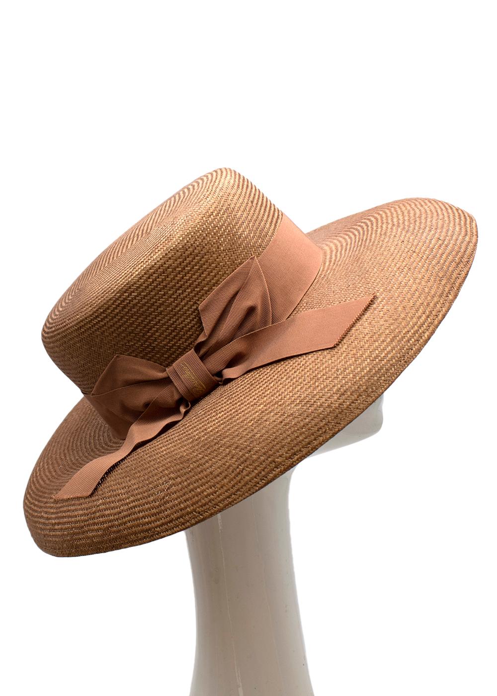 Brown Borsalino Sophie Panama Semi Crochet Hat - Size L For Sale