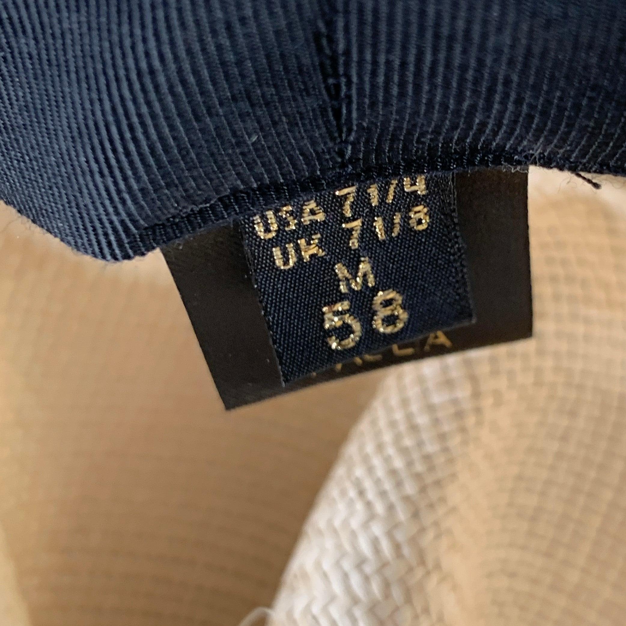 BORSALINO x PORK PIE HATTERS Cream Blue Woven Straw Fedora Hat 2