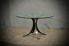 Borsani-Gerli by Tekno Round Glass and Metal Dinning Room Table, 1960