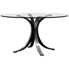 Borsani-Gerli by Tekno Round Glass and Metal Table, 1960