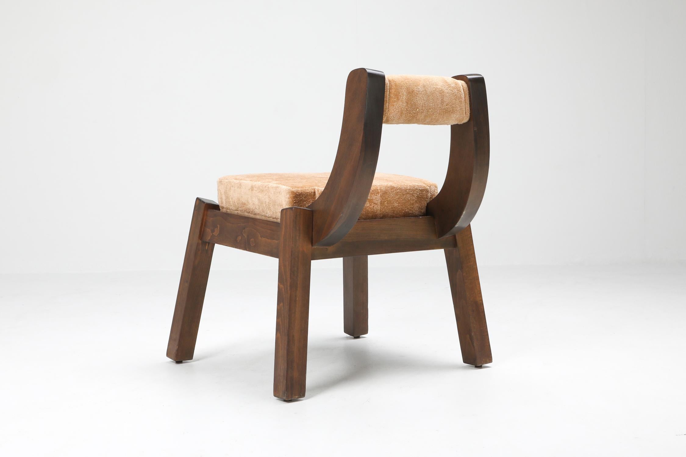 Borsani Italian Walnut Dining Chair, Art Deco, Brutalism, 1950's In Excellent Condition In Antwerp, BE