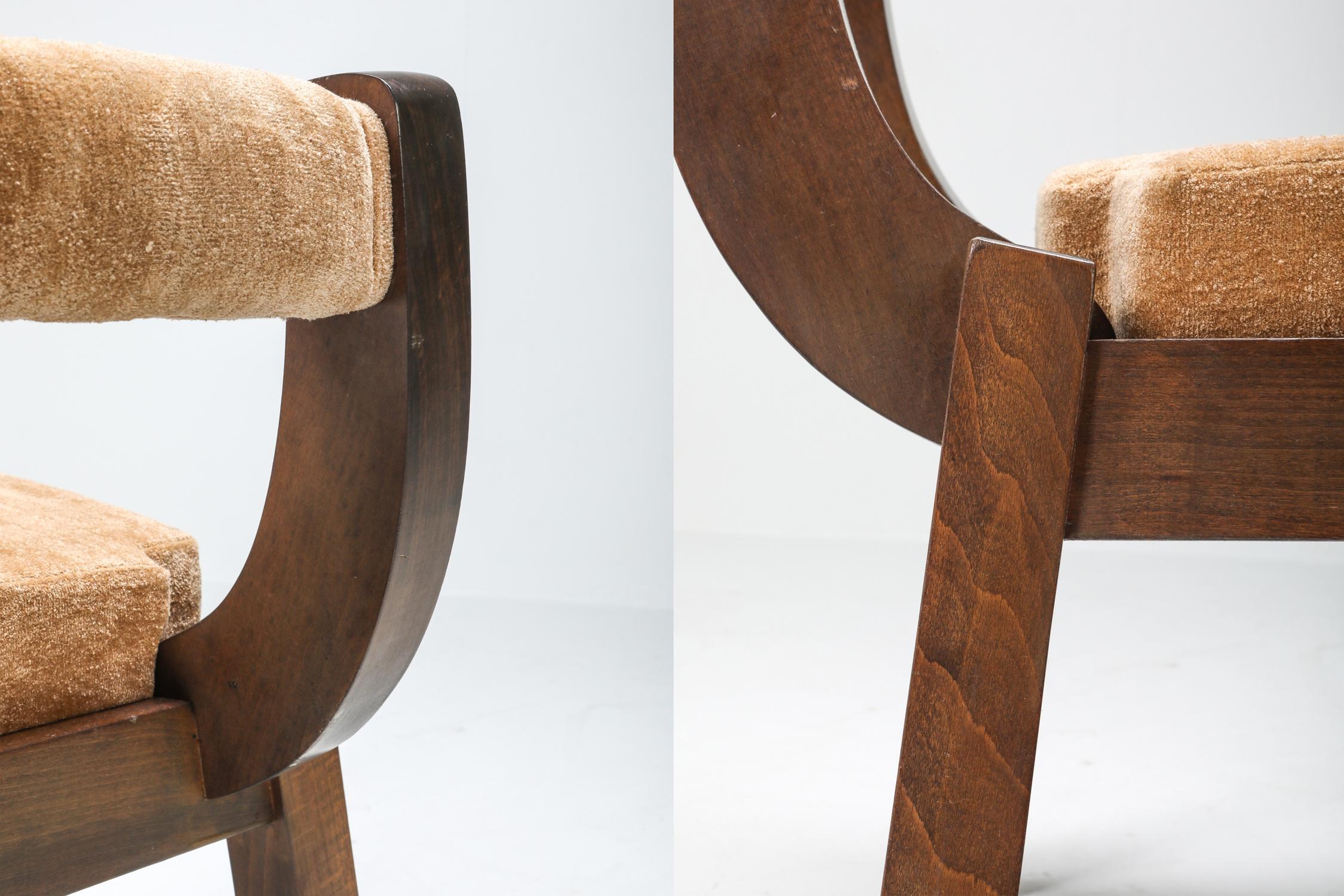 Mid-20th Century Borsani Italian Walnut Dining Chair, Art deco, Brutalism 1950's