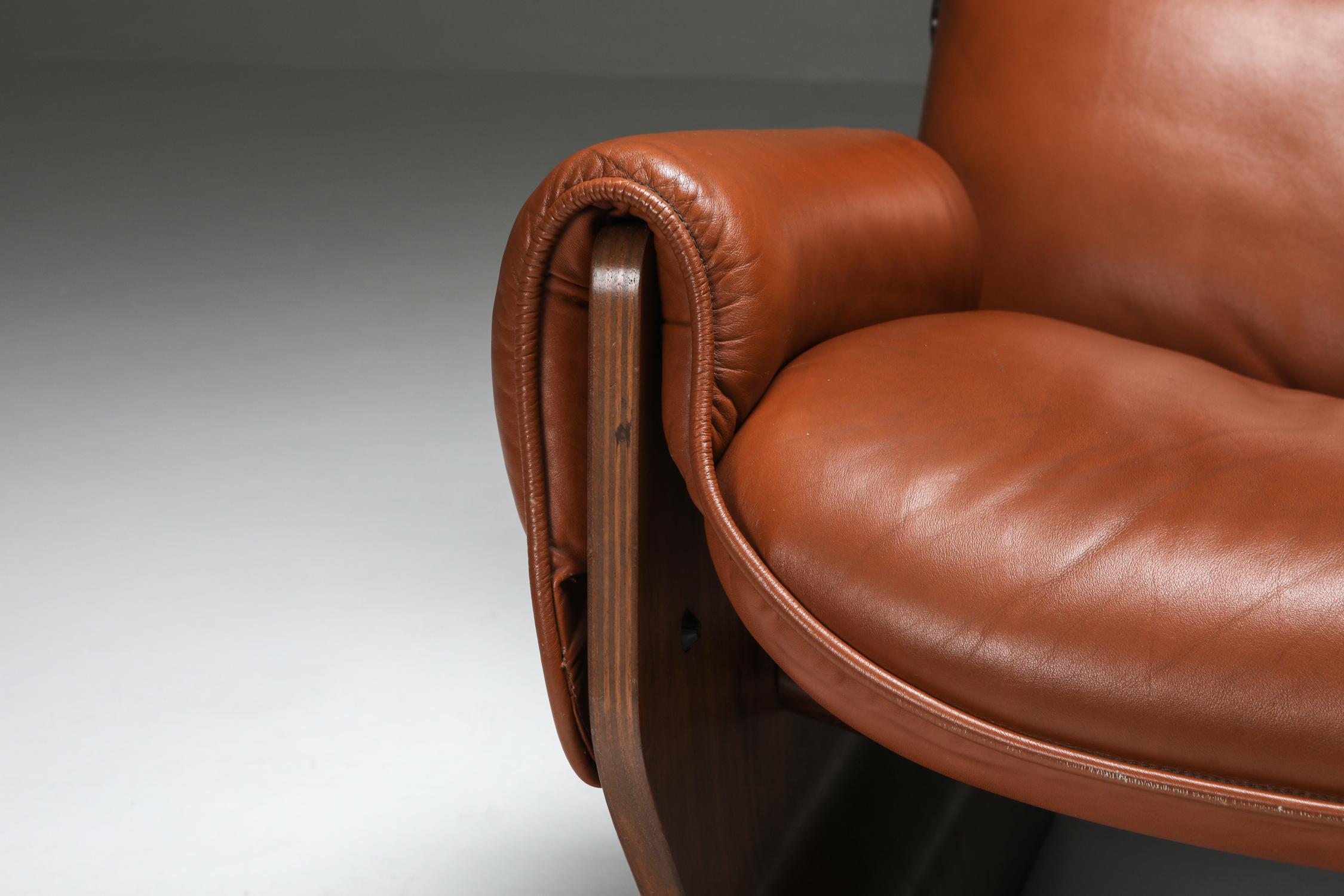 Borsani P110 'Canada' Lounge Chairs in Cognac Leather 2