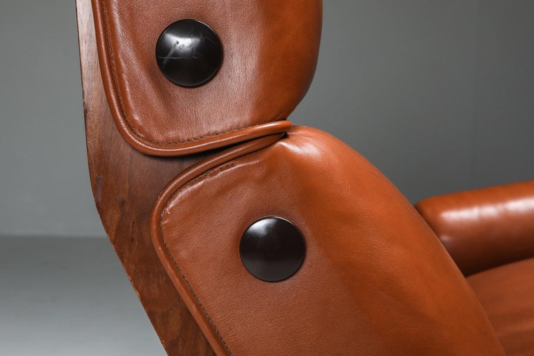 Borsani P110 'Canada' Lounge Chairs in Cognac Leather at 1stDibs