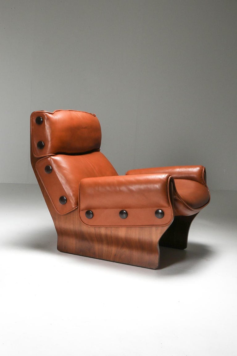 Borsani P110 'Canada' Lounge Chairs in Cognac Leather at 1stDibs