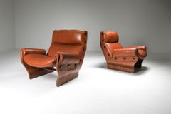 Borsani P110 'Canada' Lounge Chairs in Cognac Leather