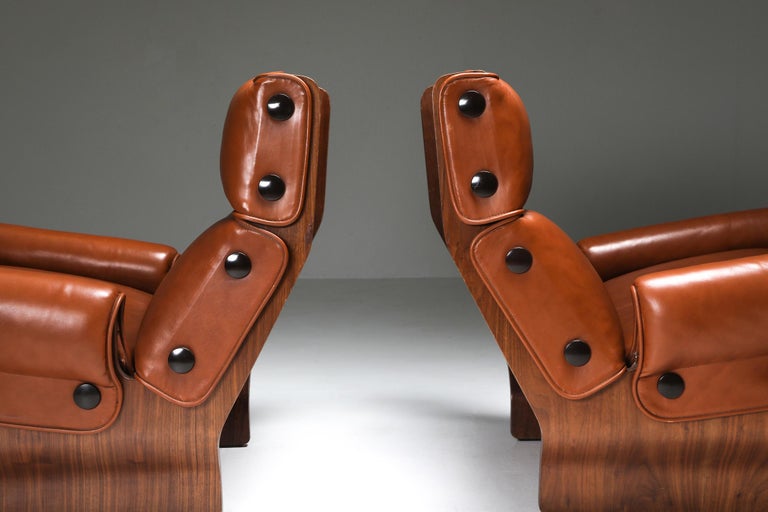 Borsani P110 'Canada' Lounge Chairs in Cognac Leather at 1stDibs