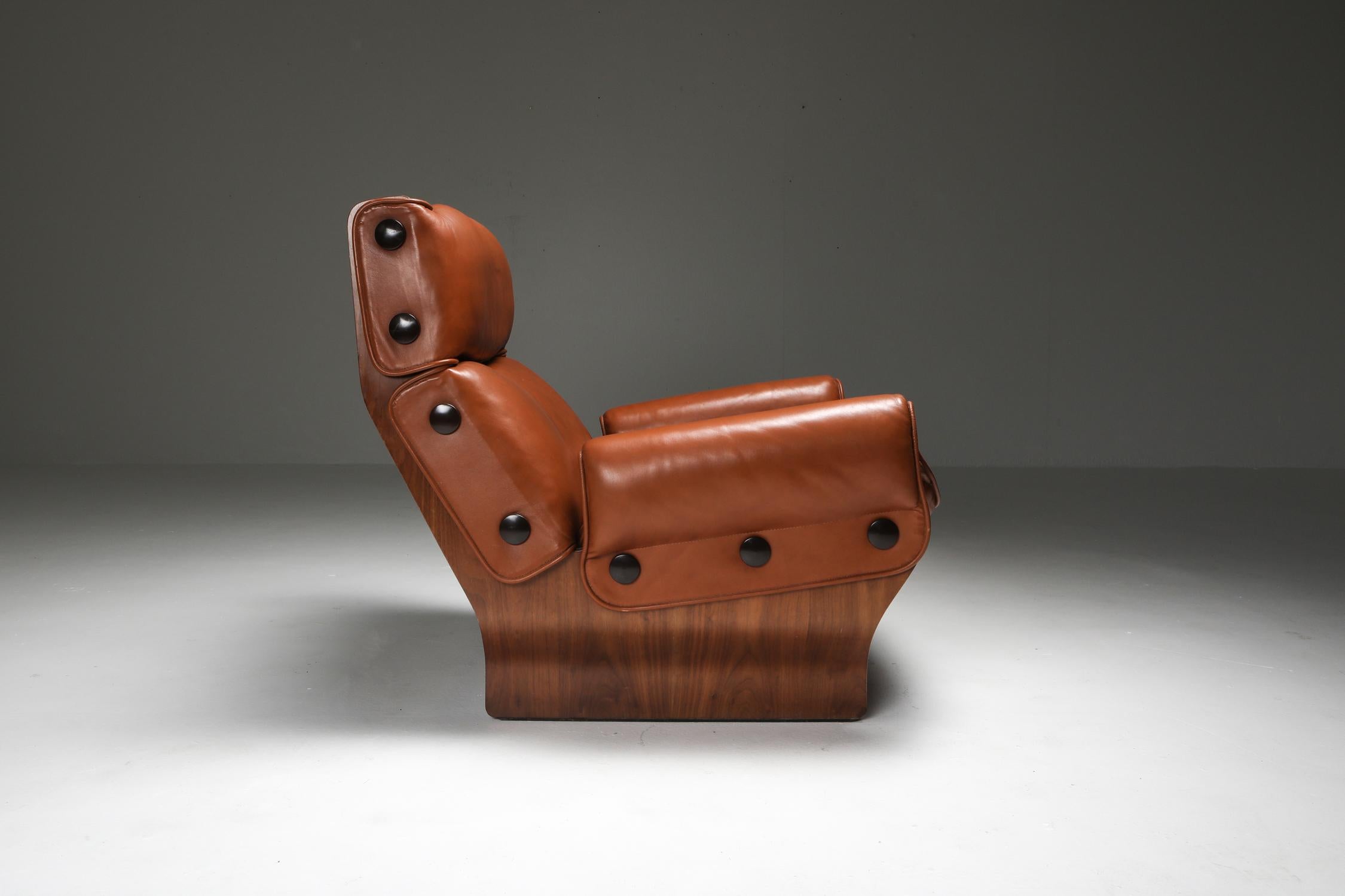 Mid-Century Modern Borsani P110 'Canada' Lounge Chairs in Cognac Leather